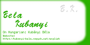bela kubanyi business card