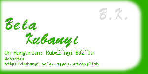 bela kubanyi business card